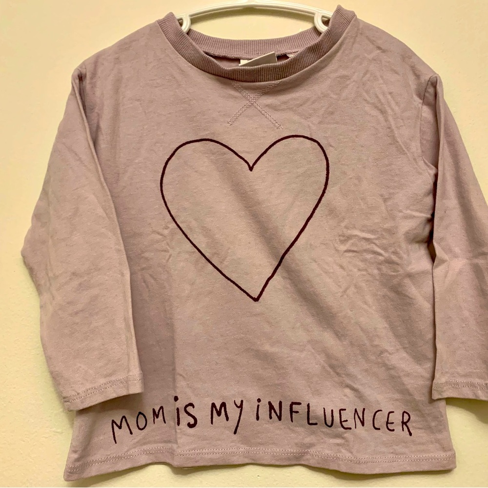 VGUC Zara infant girls “MOM IS MY INFLUENCER” long sleeve shirt sz 18/24m